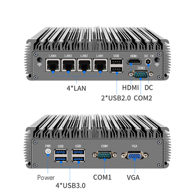 كمبيوتر صناعي صغير بدون مروحة 4 lan RJ45 جيجا رباعي النواة J4125 core i3 i5 i7 كمبيوتر صناعي صغير بدون مروحة